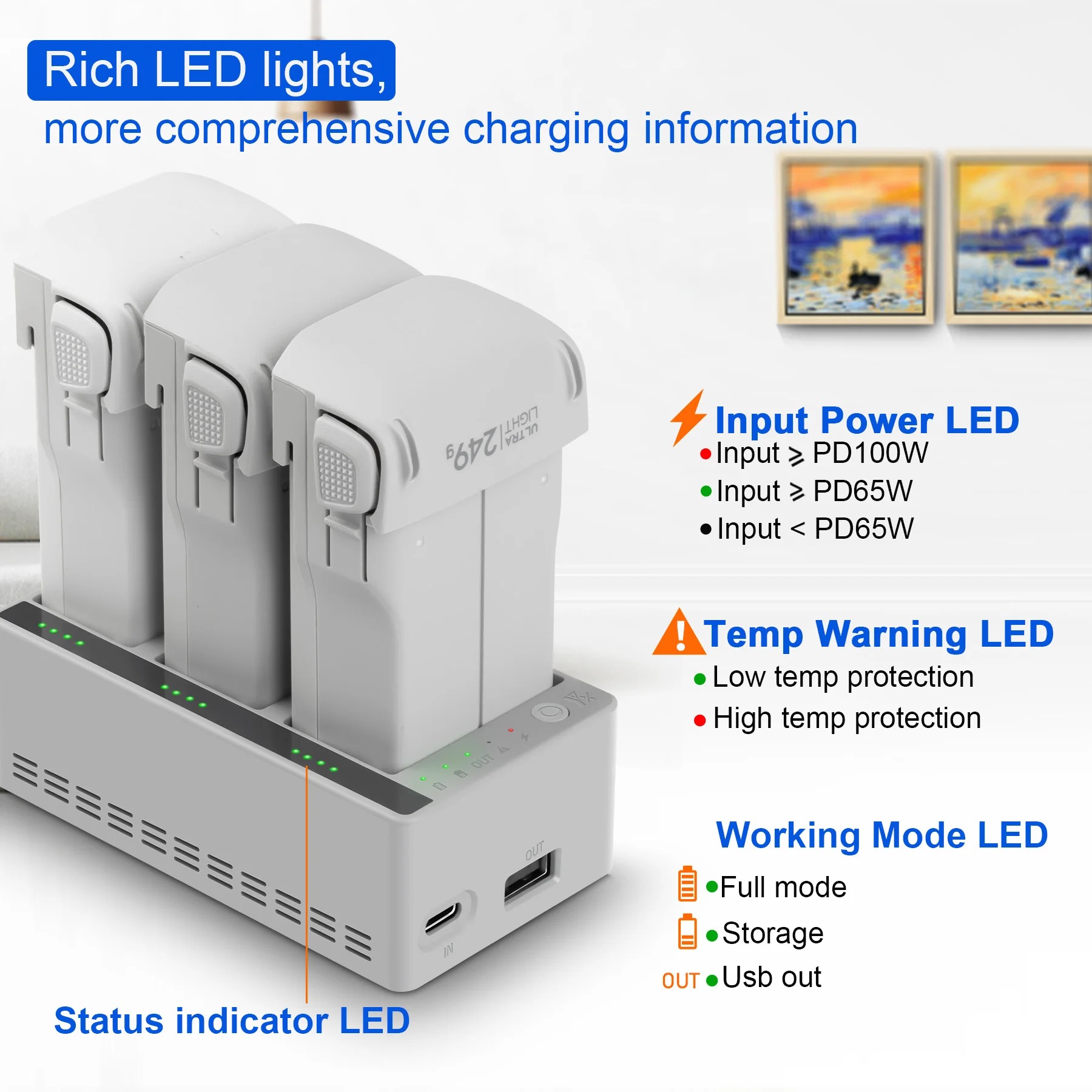 Cargador inteligente de tres v - Drone Charging Hub reseña y precio